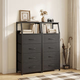 Tall Dresser with 4 Fabric Drawers and Metal Frame for Bedroom