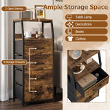 Tall Dresser with 4 Fabric Drawers and Metal Frame for Bedroom