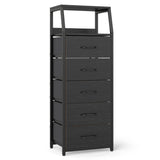 Tall Dresser with 5 Fabric Drawers for Bedroom 7-Tier Nightstand Chest of Drawers