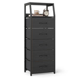Tall Dresser with 5 Fabric Drawers for Bedroom 7-Tier Nightstand Chest of Drawers