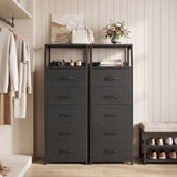 Tall Dresser with 5 Fabric Drawers for Bedroom 7-Tier Nightstand Chest of Drawers
