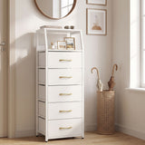 Tall Dresser with 5 Fabric Drawers for Bedroom 7-Tier Nightstand Chest of Drawers