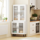 70.5 inch Tall Kitchen Pantry Cabinet Cupboard with 4 Transparent Doors