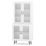 70.5 inch Tall Kitchen Pantry Cabinet Cupboard with 4 Transparent Doors