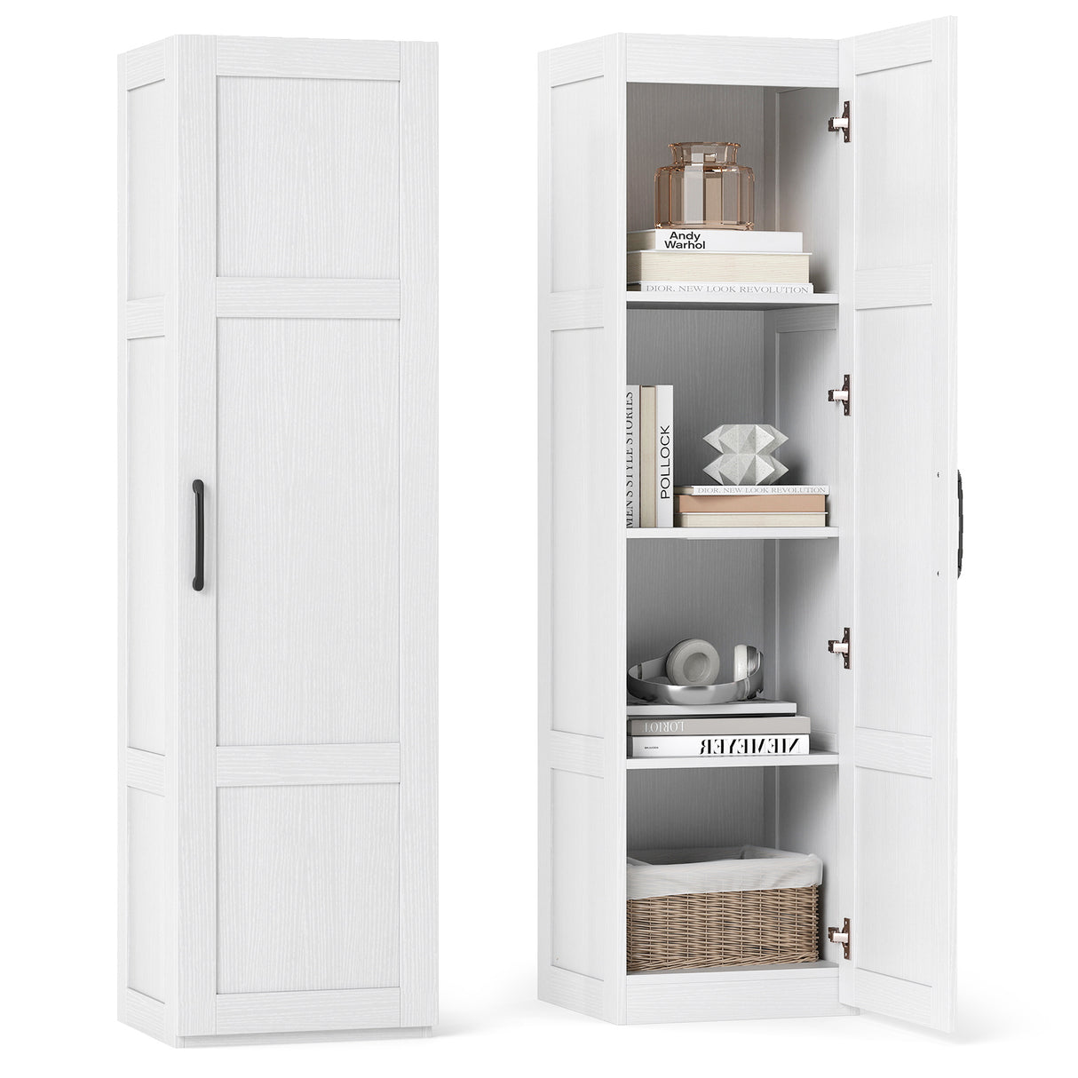 Tall Storage Cabinet with 4 Storage Shelves for Bathroom Living Room