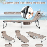 Tanning Chair with Face Arm Holes Portable Sunbathing Chair