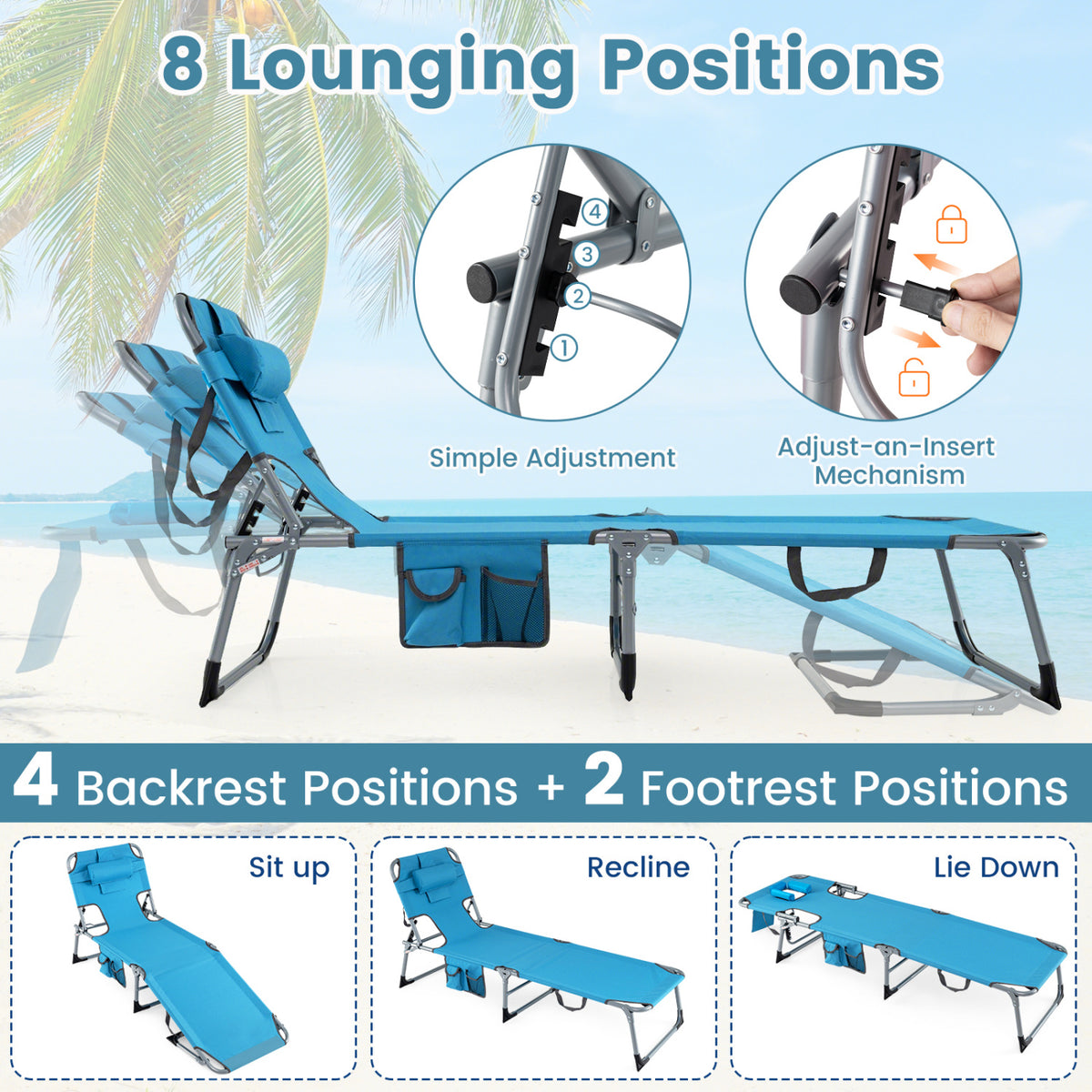 Tanning Chair with Face Arm Holes Folding Chair