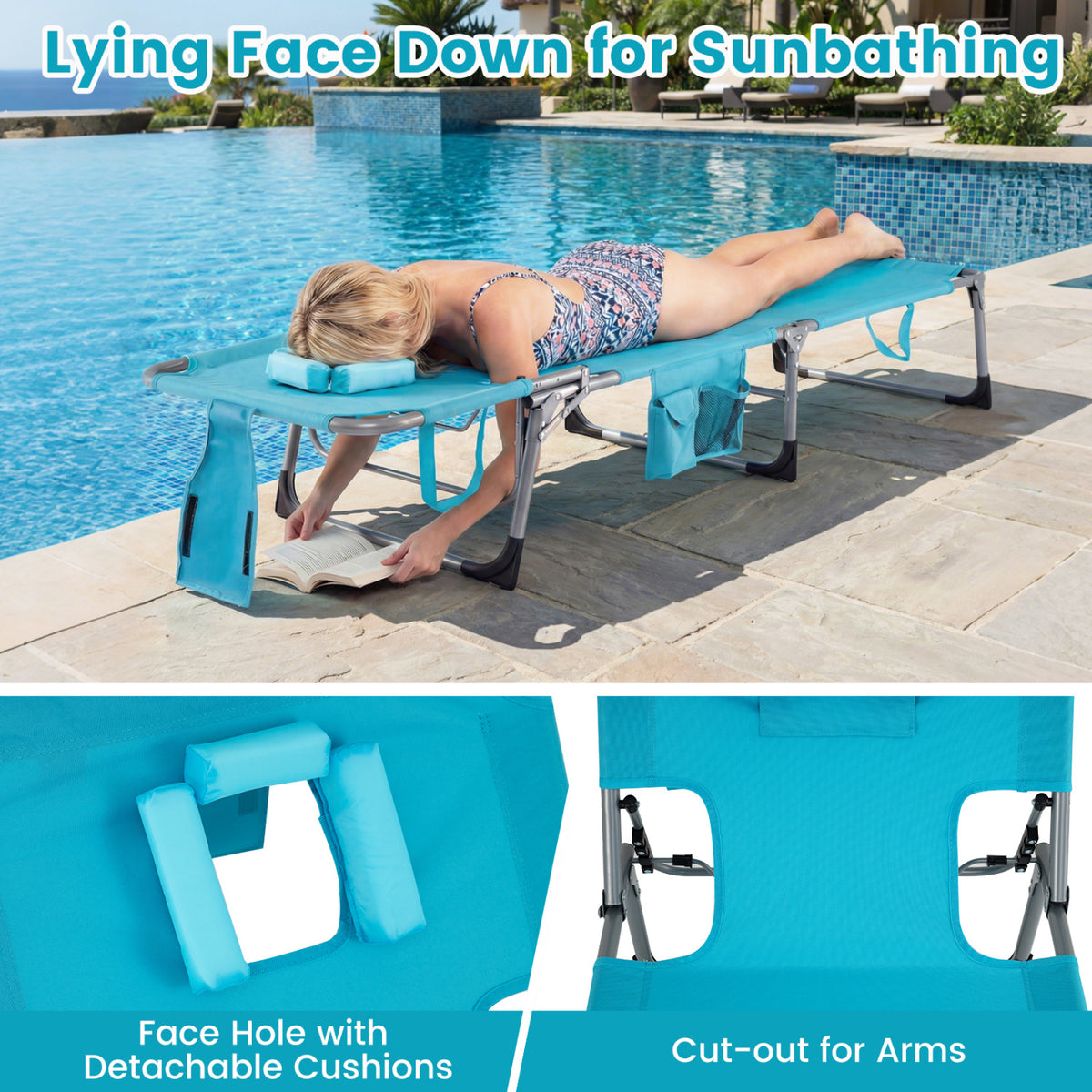 Tanning Chair with Face Arm Holes Folding Chair