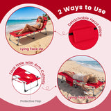 Tanning Chair with Face Arm Holes Portable Sunbathing Chair