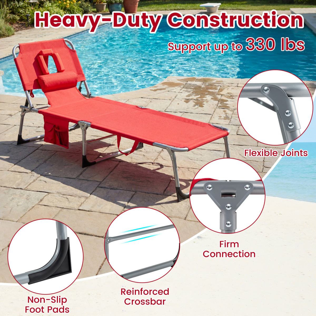Tanning Chair with Face Arm Holes Folding Chair