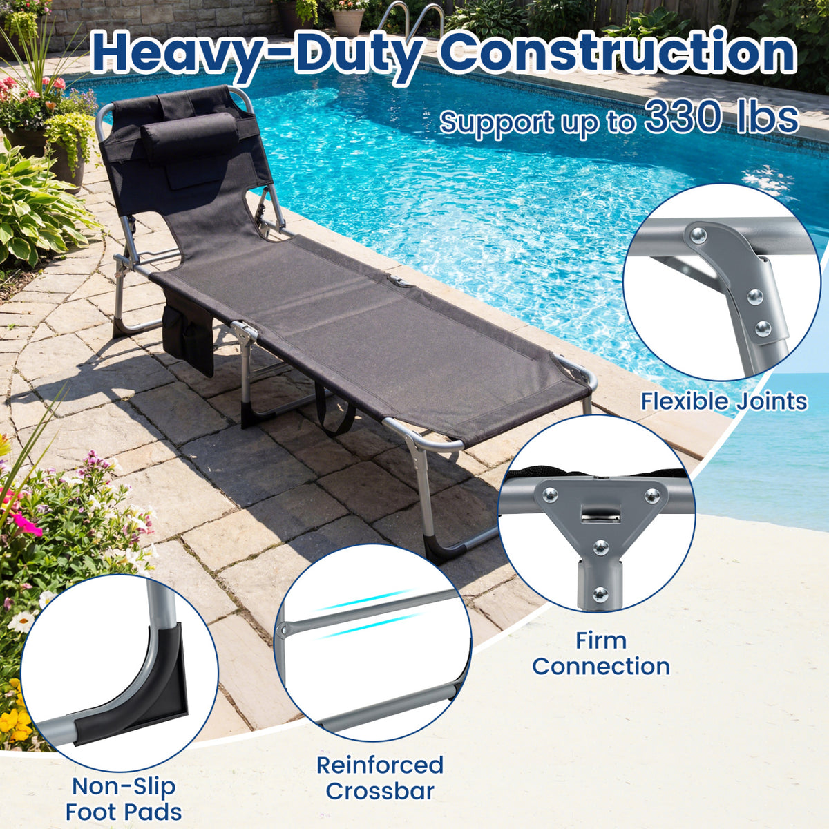 Tanning Chair with Face Arm Holes Folding Chair