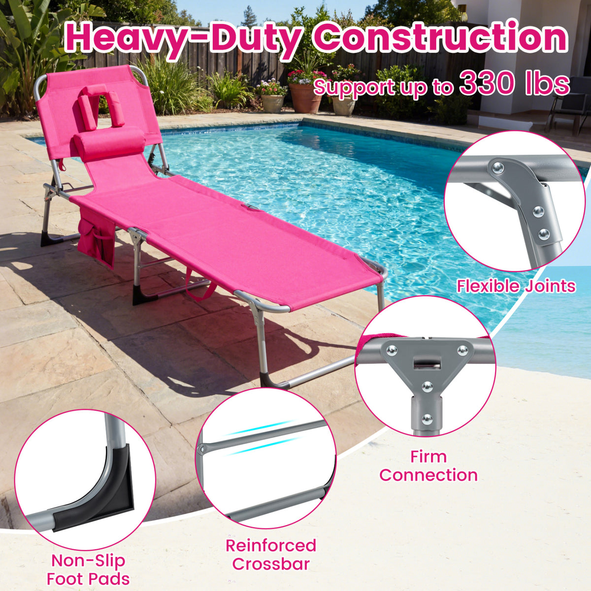 Tanning Chair with Face Arm Holes Folding Chair