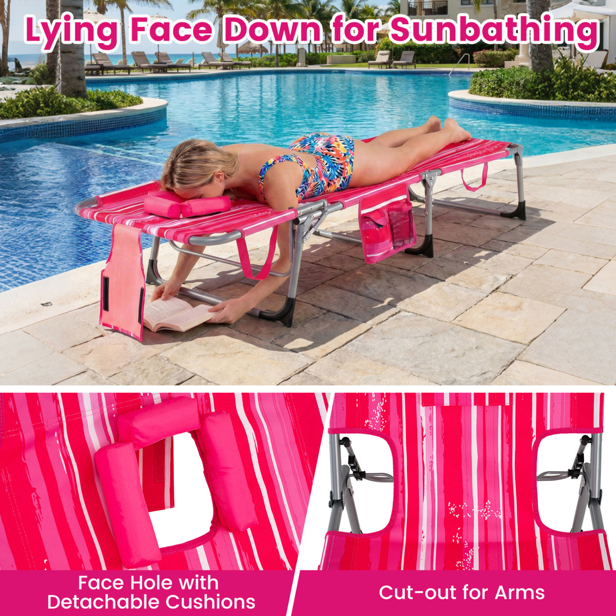 Tanning Chair with Face Arm Holes Folding Chair