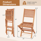 Teak Wood Folding Patio Chairs Set of 2 with Slatted Seat & Portable Design for Deck