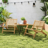 Teak Wood Outdoor Reclining Chair with Comfortable Backrest and Armrests