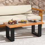 Teak Wood Patio Table with River Feel Epoxy Tabletop