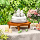 16" Teak Wood Pedestal Stand for Aroma and Snacks