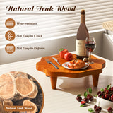 16" Teak Wood Pedestal Stand for Aroma and Snacks