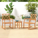 Teak Wood Rocking Chair Oversized Porch Rocker with Backrest and Slatted Seat