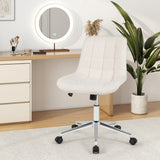 Teddy Fleece Armless Office Chair Makeup Vanity Chair-White