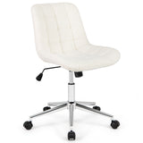 Teddy Fleece Armless Office Chair Makeup Vanity Chair-White