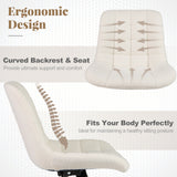 Teddy Fleece Armless Office Chair Makeup Vanity Chair-White
