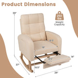 Teddy Upholstered Rocking Chair with Retractable Footrest-Beige
