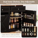 Tilt Out Trash Can Cabinet with Outlets and Adjustable Shelf