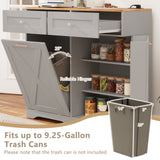 Tilt Out Trash Can Cabinet with Outlets and Adjustable Shelf