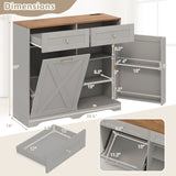 Tilt Out Trash Can Cabinet with Outlets and Adjustable Shelf