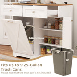 Tilt Out Trash Can Cabinet with Outlets and Adjustable Shelf