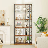 6-Tier Bookshelf Modern Geometric Bookcase with Heavy-duty Metal Frame and Anti-tipping Kits