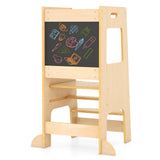 Toddler Kitchen Step Stool with Activity Chalkboard and Adjustable Height