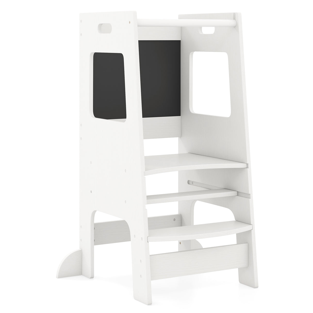 Toddler Kitchen Step Stool with Activity Chalkboard and Adjustable Height