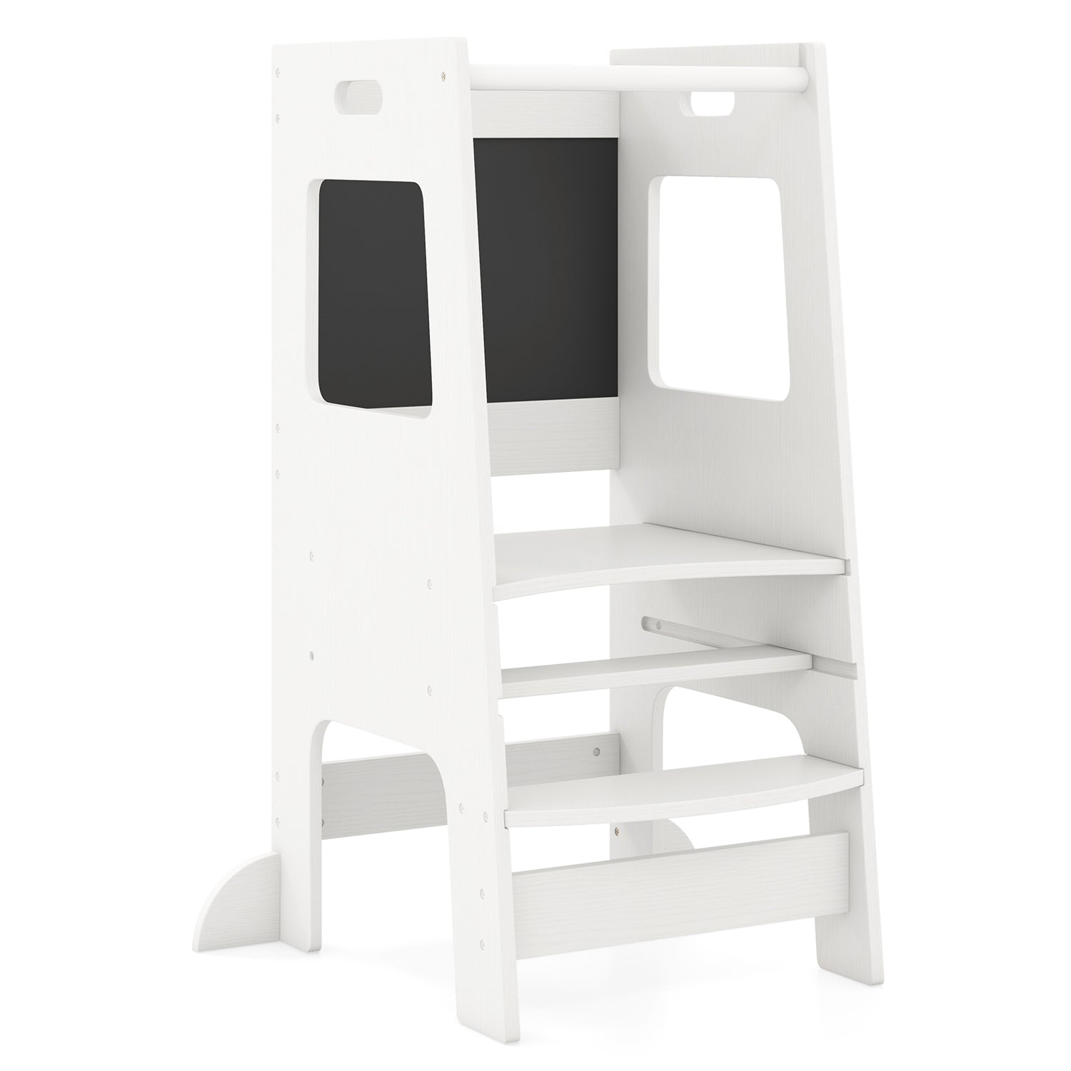 Toddler Kitchen Step Stool with Activity Chalkboard and Adjustable Height