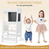 Toddler Kitchen Step Stool with Activity Chalkboard and Adjustable Height