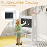 Toddler Kitchen Step Stool with Activity Chalkboard and Adjustable Height