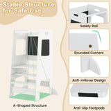 Toddler Kitchen Step Stool with Activity Chalkboard and Adjustable Height
