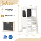 Toddler Kitchen Step Stool with Activity Chalkboard and Adjustable Height