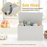 Safety Hinge Wooden Chest Organizer Toy Storage Box-Gray