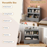 Toy Storage Organizer 4-Cubby Kids Bookcase for Toys and Books