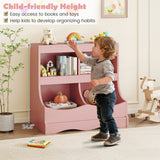 Toy Storage Organizer 4-Cubby Kids Bookcase for Toys and Books