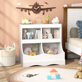 Toy Storage Organizer 4-Cubby Kids Bookcase for Toys and Books