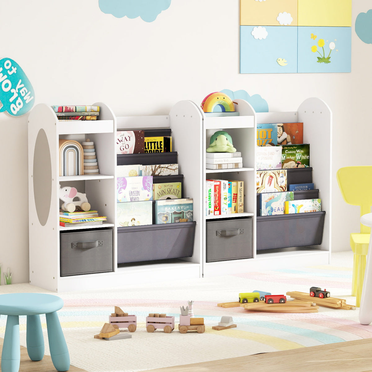 Toy Storage Organizer with 4-Tier Sling Shelves