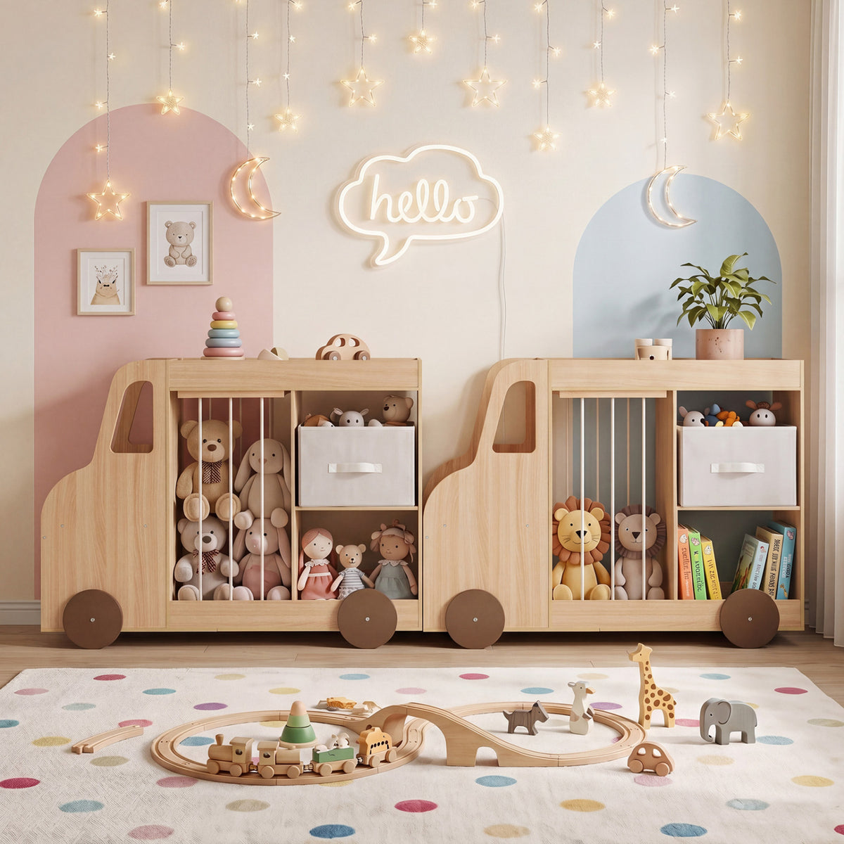Toy Storage Organizer with Stuffed Animal Storage Fabric Drawer and Universal Wheels