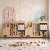 Toy Storage Organizer with Stuffed Animal Storage Fabric Drawer and Universal Wheels