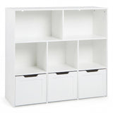 Toy Storage Organizer with 3 Movable Drawers and 5 Open Cubbies for Playroom-White