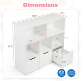 Toy Storage Organizer with 3 Movable Drawers and 5 Open Cubbies for Playroom-White