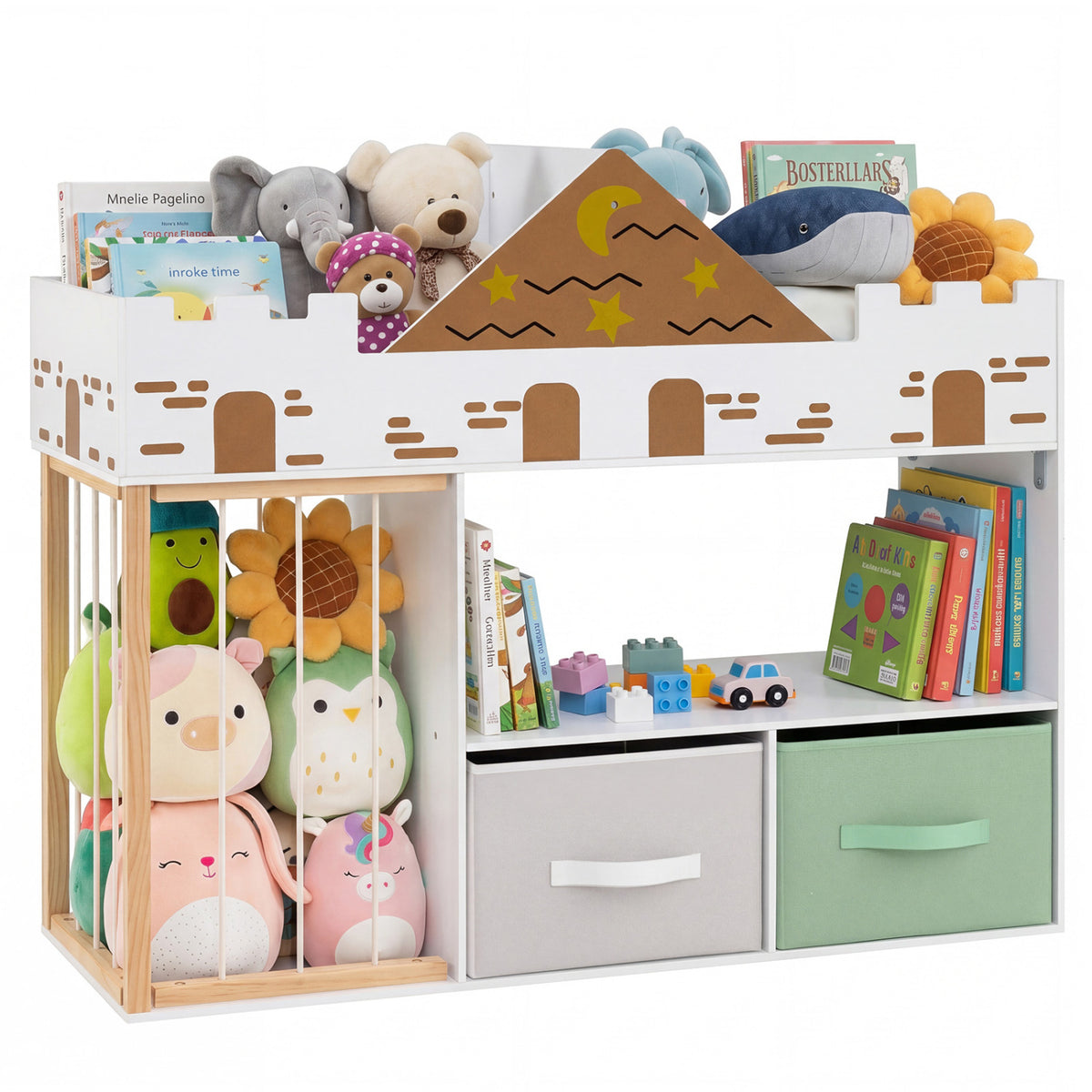 Toy Storage Organizer with Stuffed Animal Storage and Open Shelves