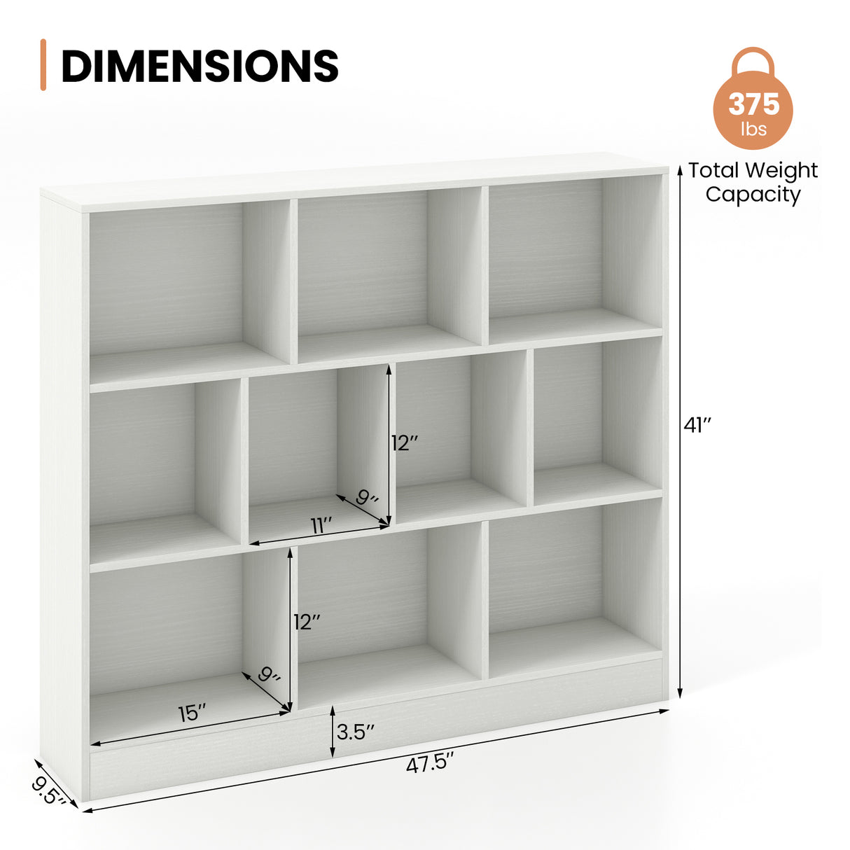 41 inches Wooden Toy Storage Organizer with 10 Cubes for Kids